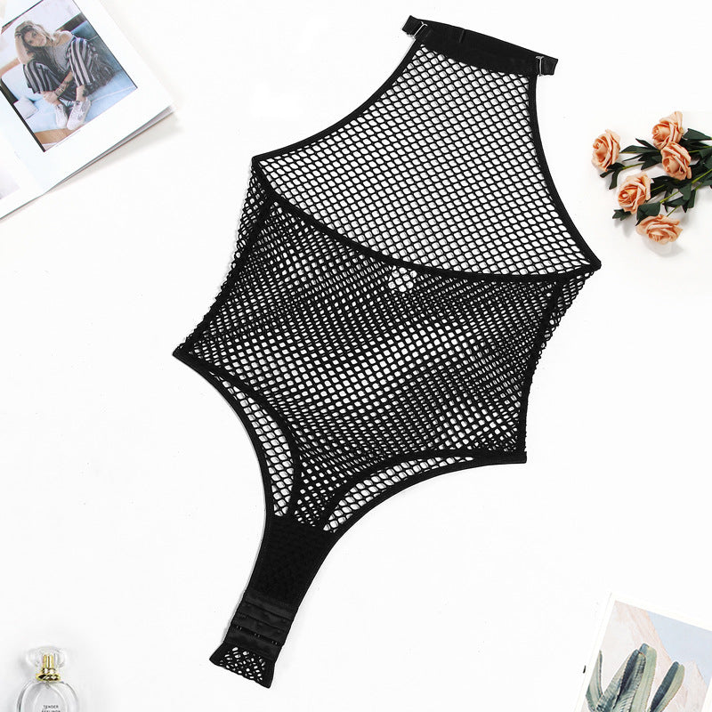 Hollow Out See-through Mesh Halter Jumpsuit