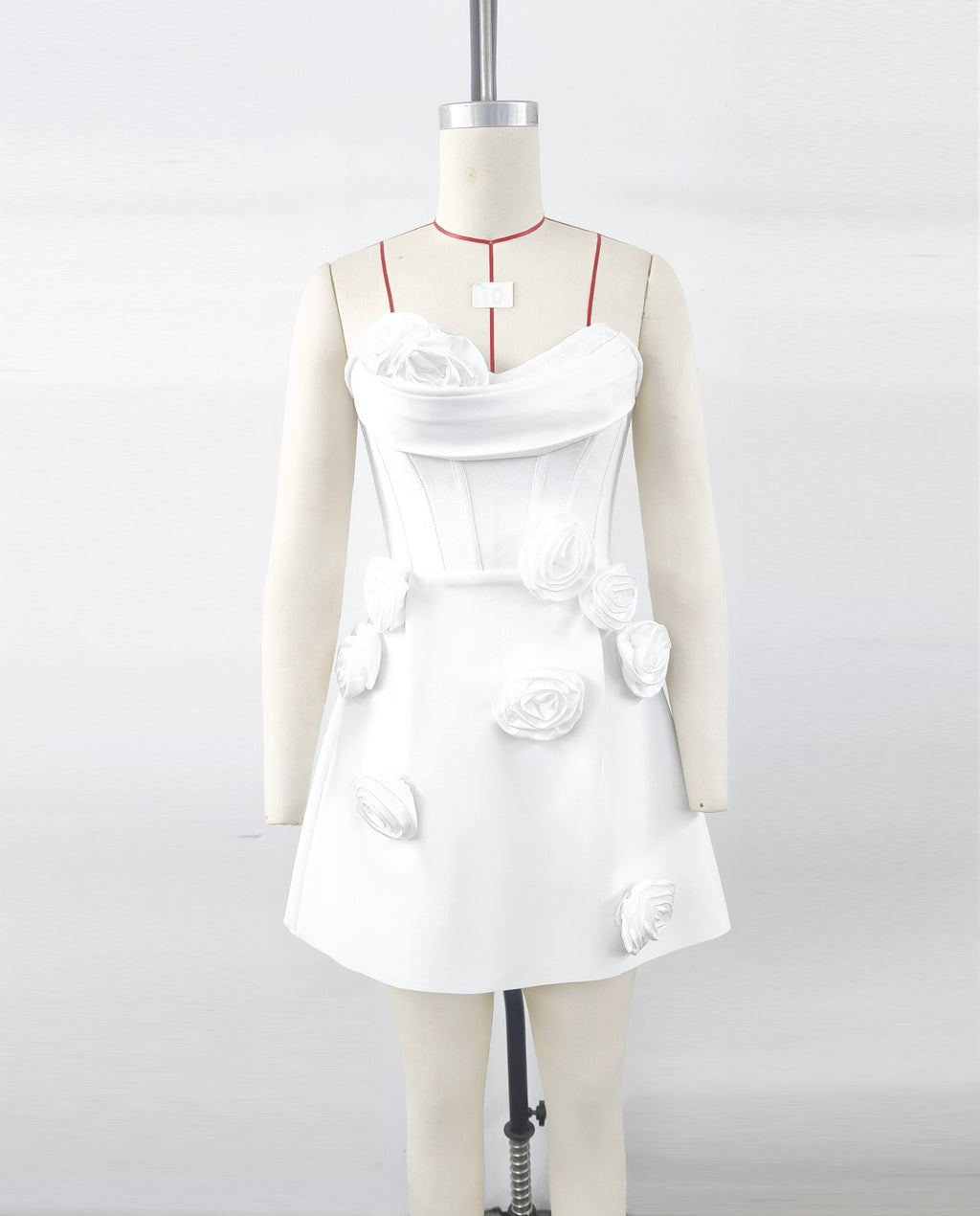 European And American Three-dimensional Flower Decoration Tight Strapless Bandage One-piece Dress
