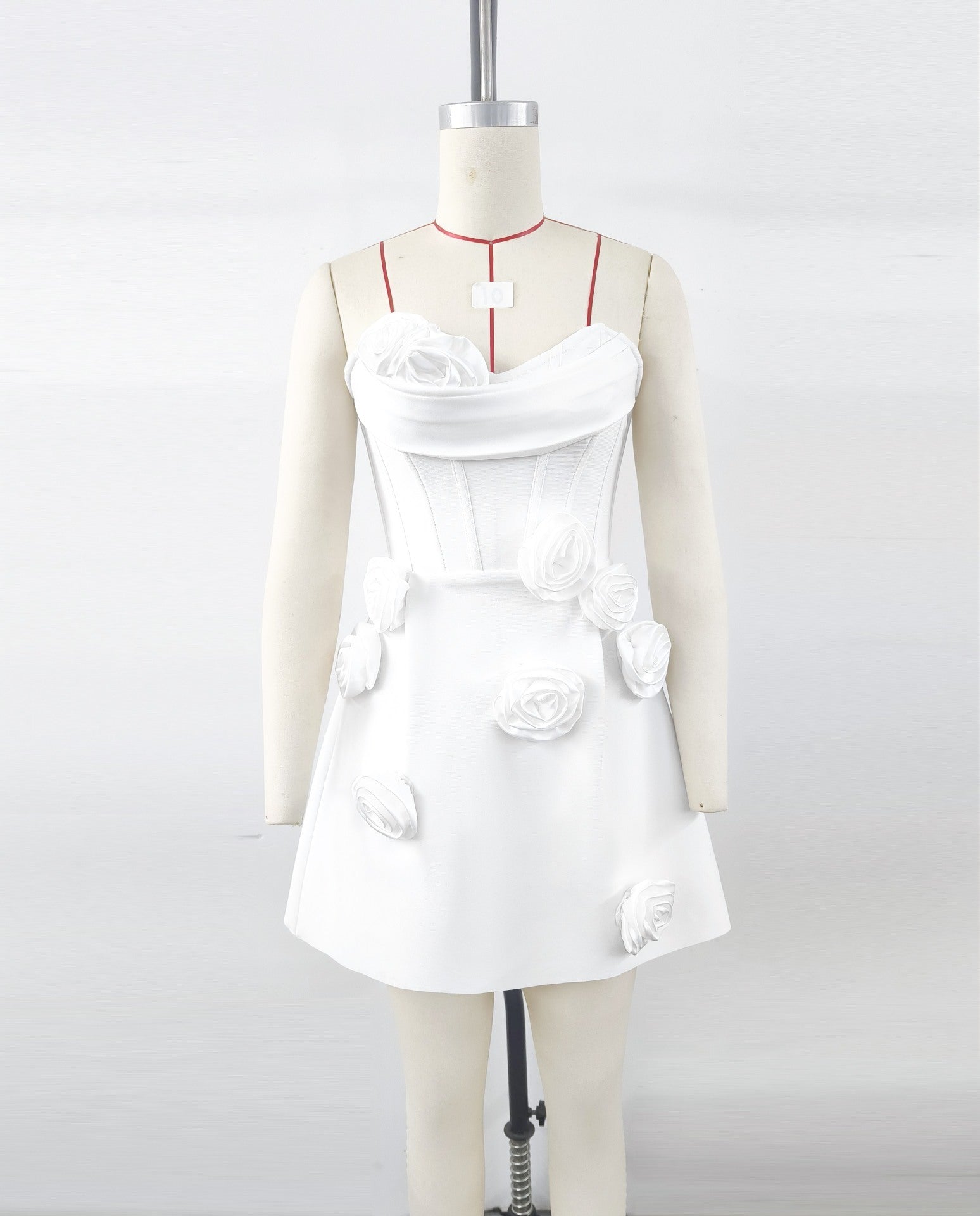 European And American Three-dimensional Flower Decoration Tight Strapless Bandage One-piece Dress
