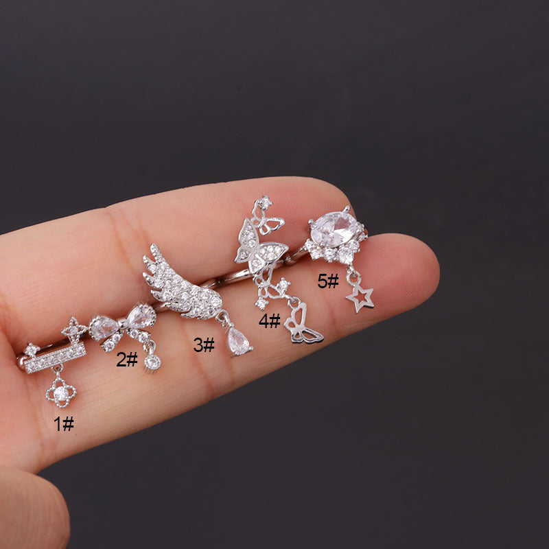Bow Feather Fashion Zircon Ear Cuffs Simple Temperament