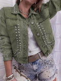 Women's Decorative Rivets Denim Jacket