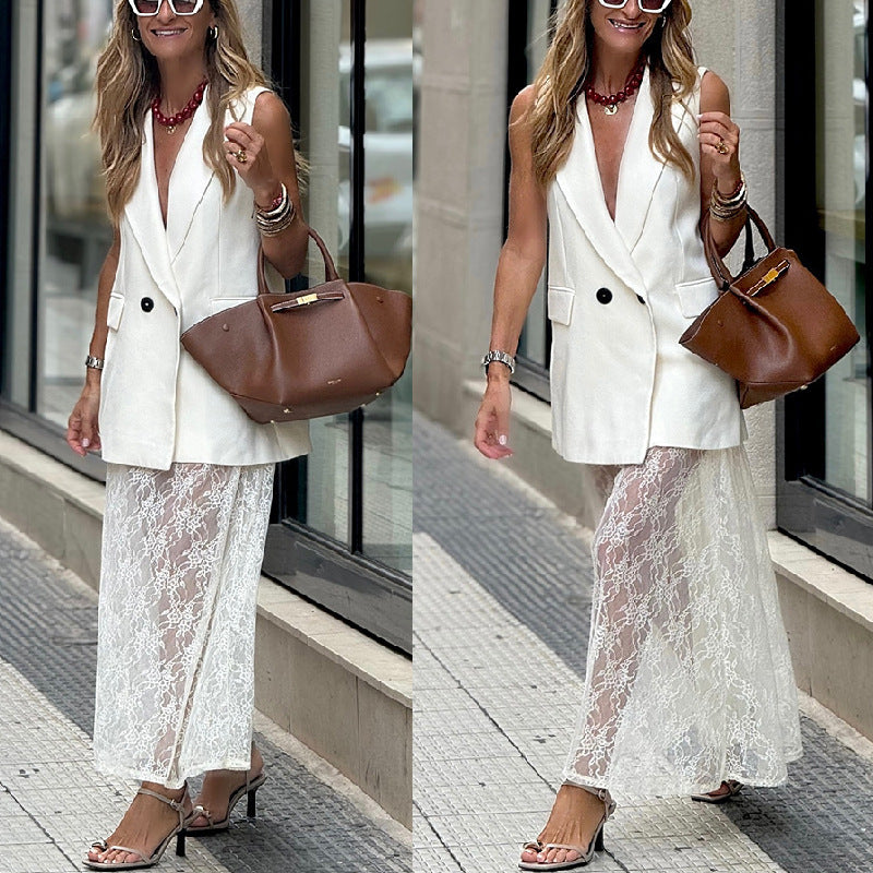 Coat Lace Skirt Two-piece Set