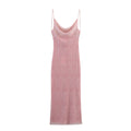 Printed Silk Net Draped Collar Sling Length Dress